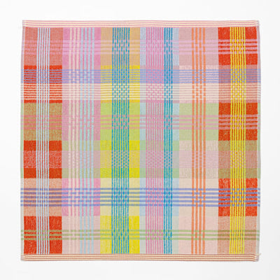 Colorful plaid pattern on a white background