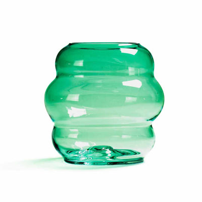 Muse Vase Midi in Emerald - a vibrant green glass vase against a white backdrop, designed by Fundamental Berlin