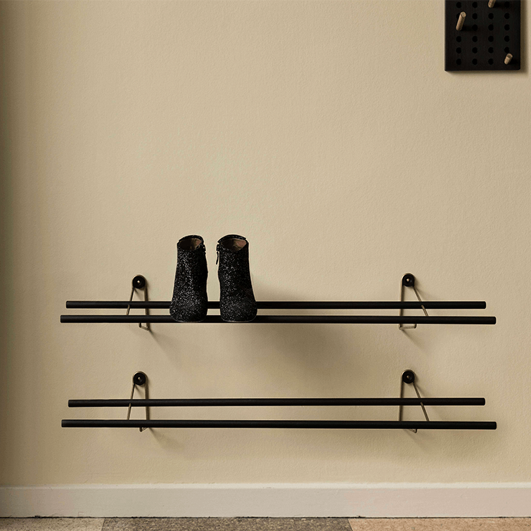 Shoe Rack, Dark Bamboo with metal brackets,  by We Do Wood_ Nave Shop 