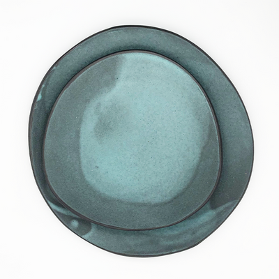 Handmade Ceramics, matt turquoise Glaze set by Hana Karim - Artisanal Stoneware Plates - NAVE shop - online concept store