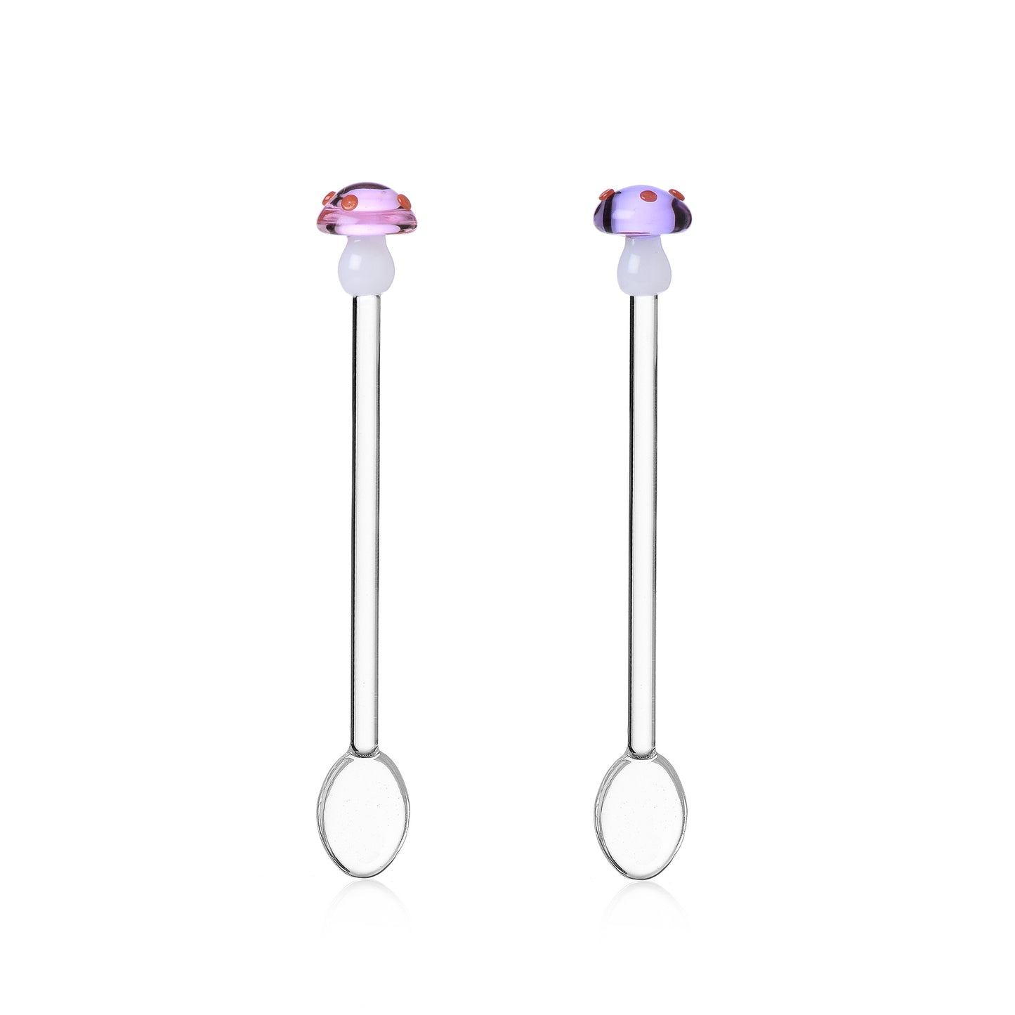 Purple & Pink Mushroom Glass Spoons