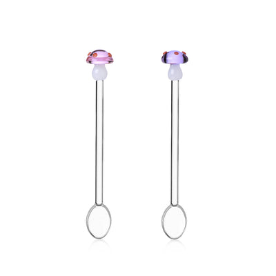 Purple & Pink Mushroom Glass Spoons