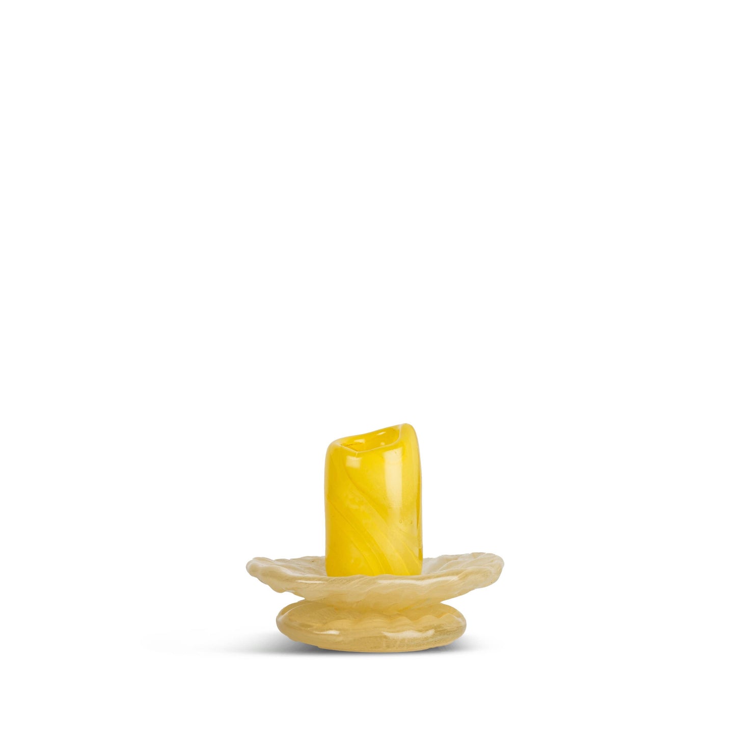 Lara Petit Candlestick - Yellow & Light Beige