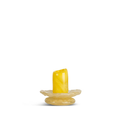 Lara Petit Candlestick - Yellow & Light Beige