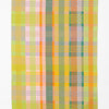 Plaid patterned towel with pastel colors on a white background