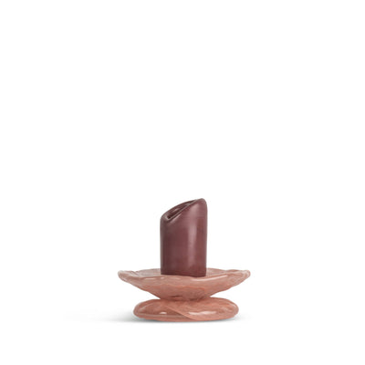 Small brown ceramic incense holder on a white background