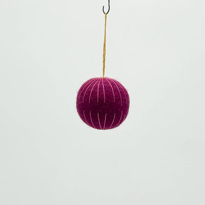 Purple ball with a hook on a white background