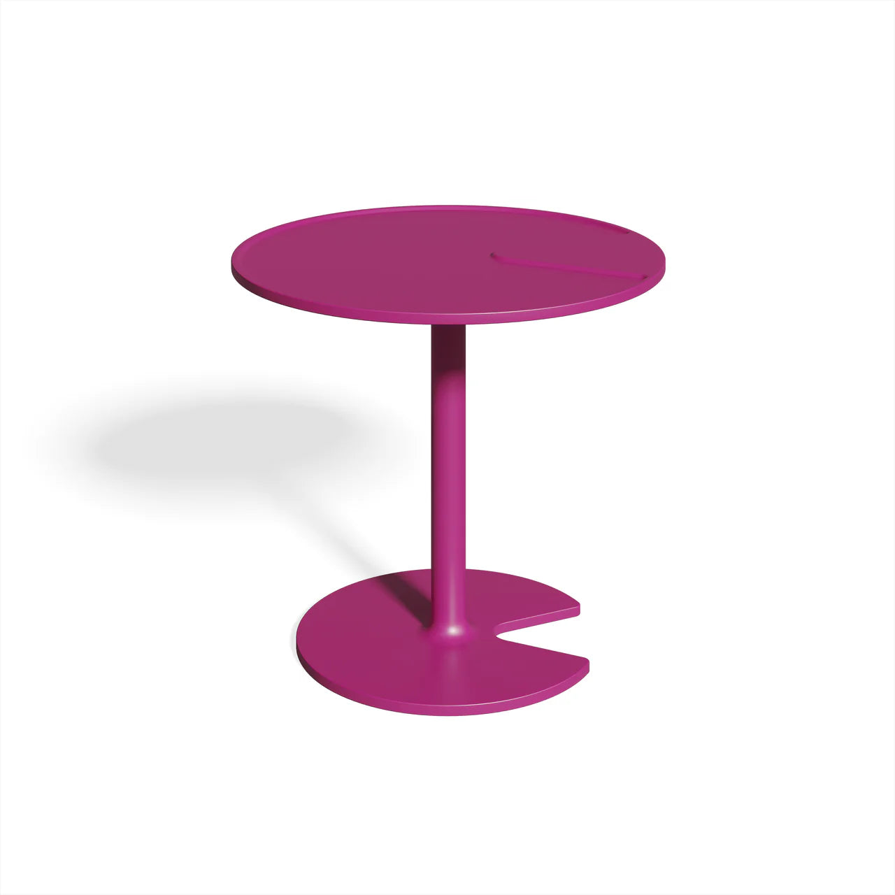 side table by Möbelsohn in magenta on white background