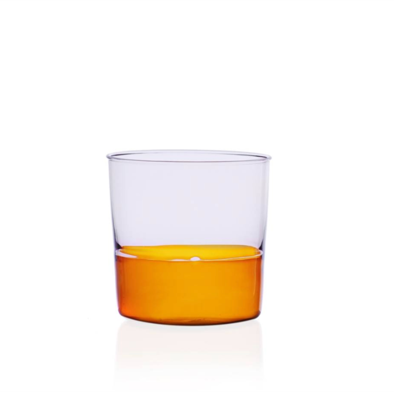 pink and amber water glas tumbler by Alba Gallizia for Ichendorf Milano