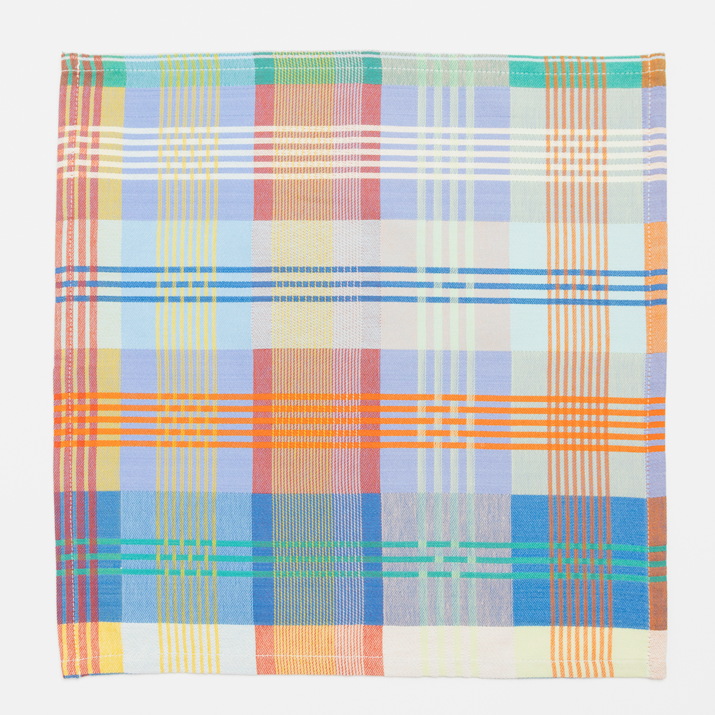 Colorful plaid pattern on a white background
