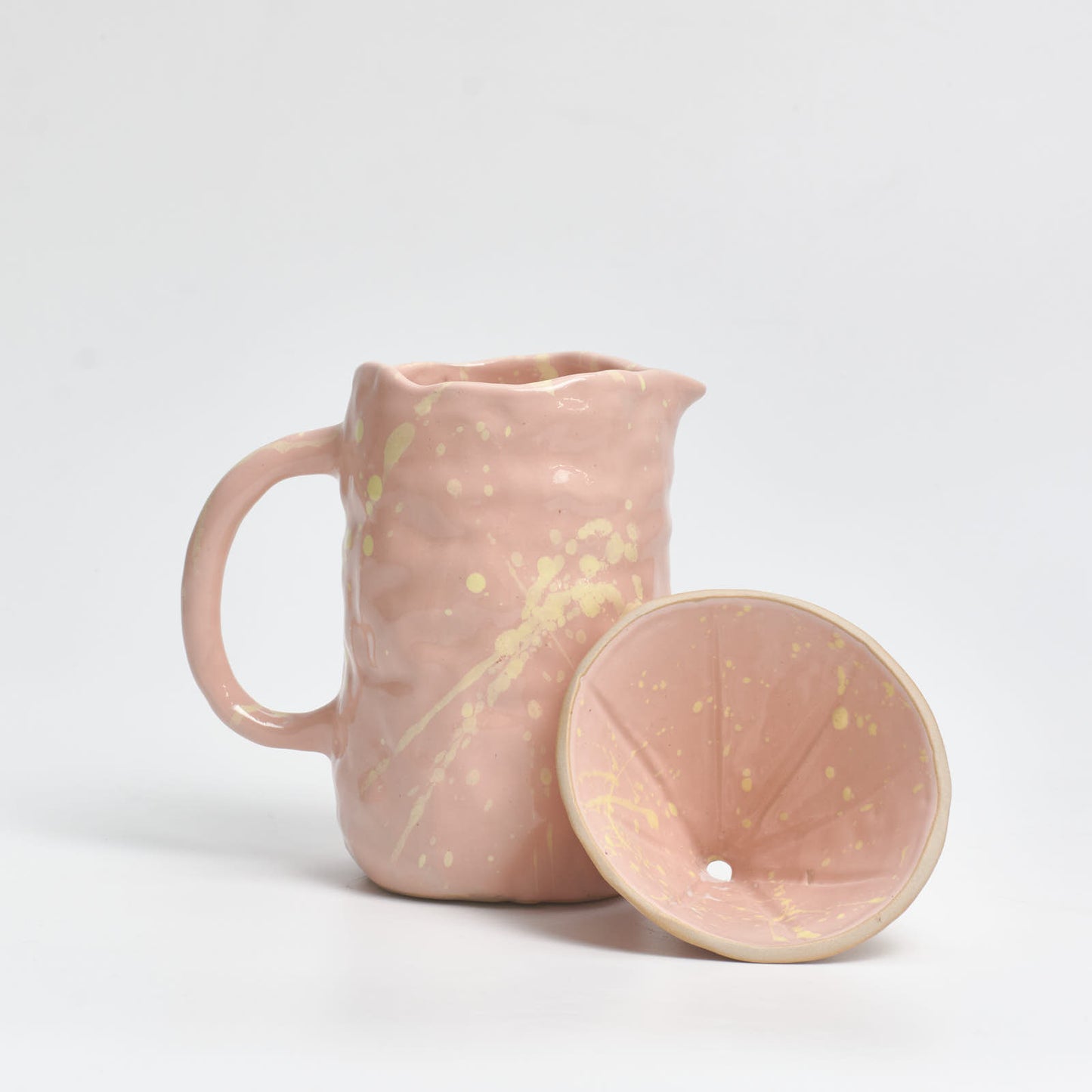 Clay Coffee Drip "Sunny" by Siup Studio a soft pink glaze with striking yellow spritz