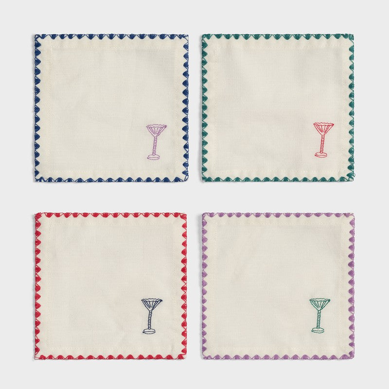 4 ZigZag Cocktail Napkins