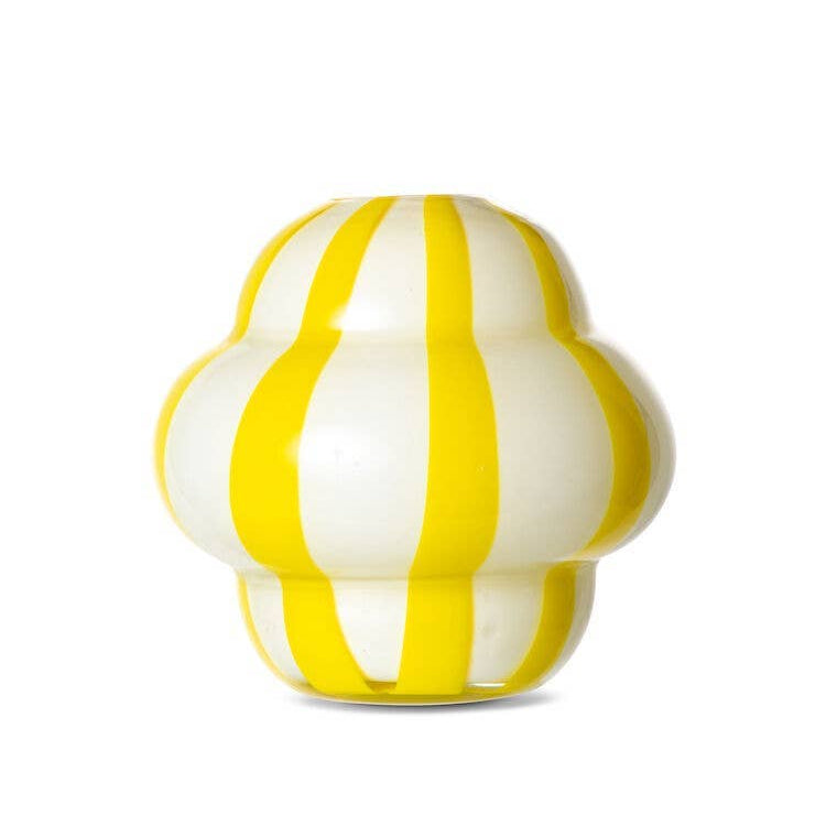 Curlie Vase Yellow & White