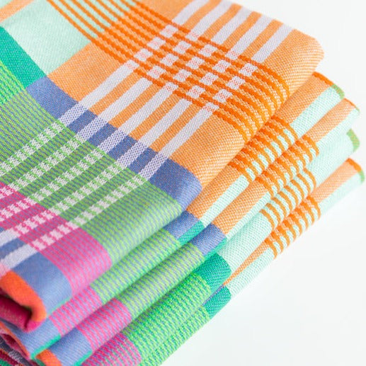 4 folded Wild Weave kitchen towel #12c in checkered check design by Foekje Fleur, limited edition