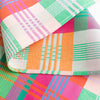 Wild Weave kitchen towel #12c in checkered check design by Foekje Fleur, limited edition in bright pinks, greens, orange and blue