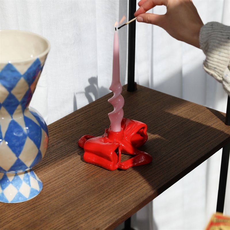 Red Ribbon Candle Holder