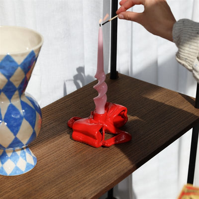 Red Ribbon Candle Holder