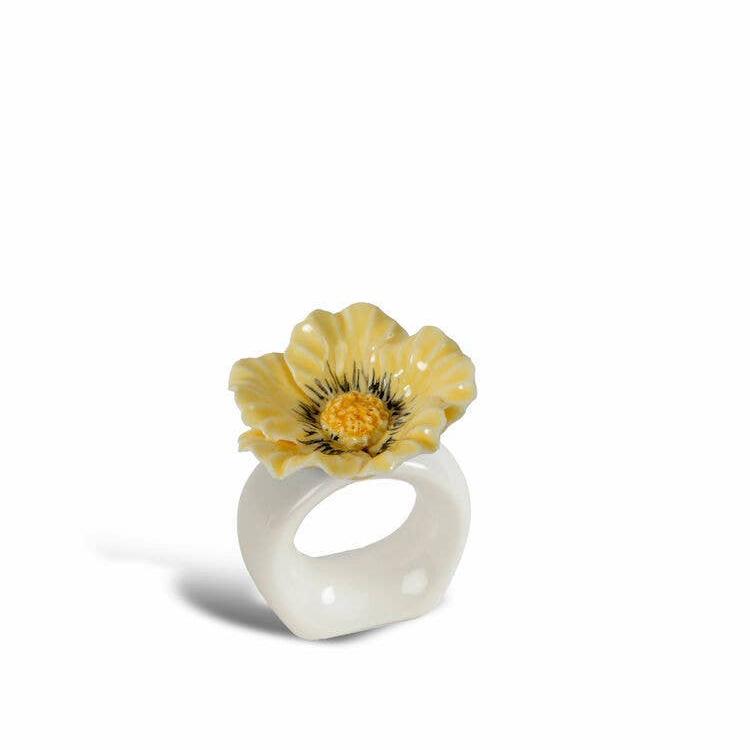 floral shaped serviette ring with yellow petals