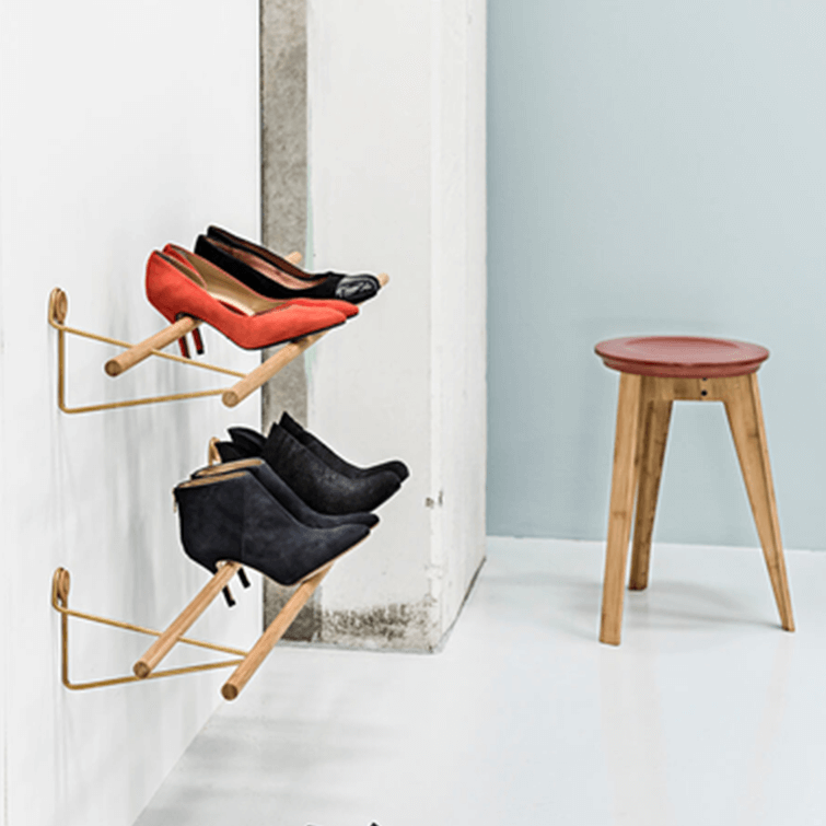 Shoe Rack_Natural Bamboo_We Do Wood_Brass Bracket; Nave Shop - online concept store