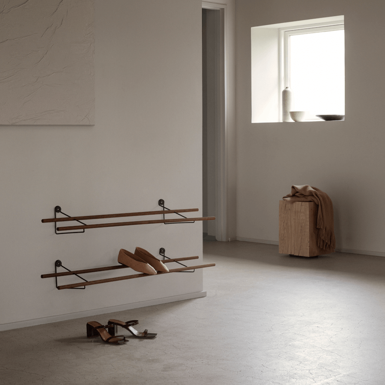 Shoe Rack_Natural Bamboo_We Do Wood_Brass Bracket; Nave Shop - online concept store