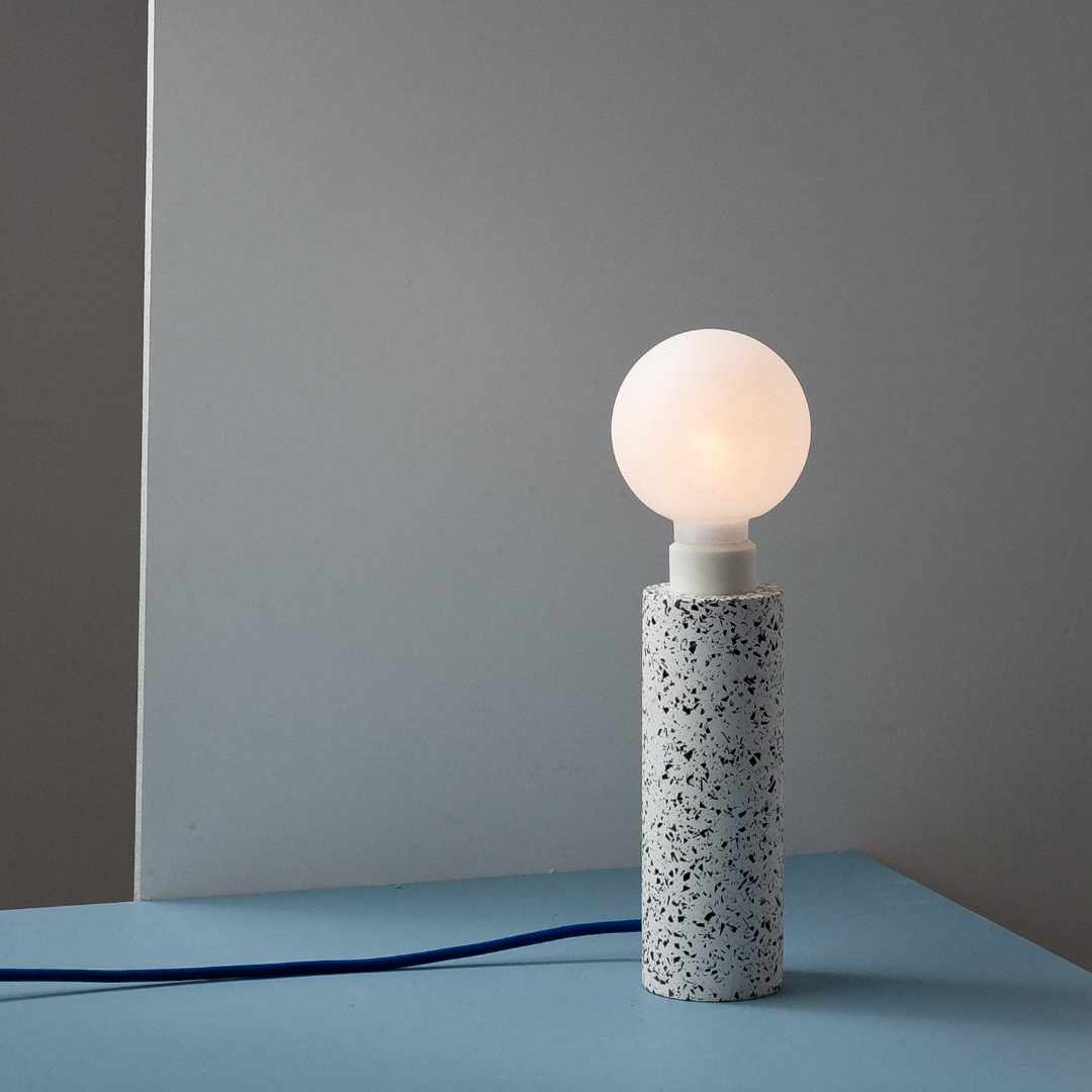 Swap it lamp with black and white charcoal base without lampshade, designed by Moodlight Studio and made in France