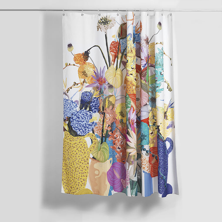 Blossom Artist Cotton Shower Curtain; designer duschvorhang, plastic-free, bathroom, textile design, Nave Shop, online concept store