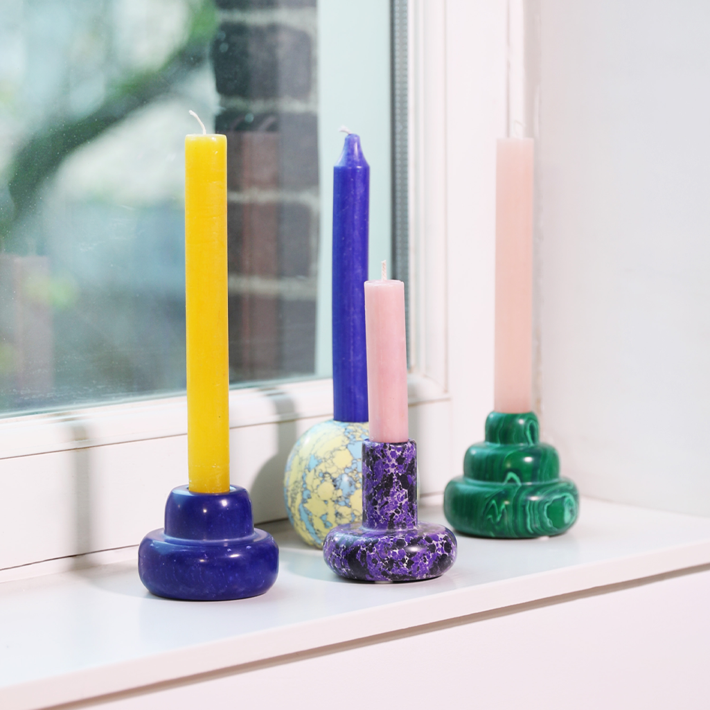 candle holder lapis and marble, marmor und edelstein kerzenhalter, & klevering - nave shop - online concept store