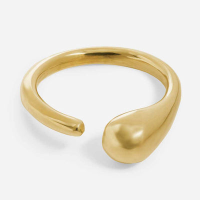 open ball ring in gold, due to the open shape one size fits all, handmade, designed by Folkdays, El Puente
