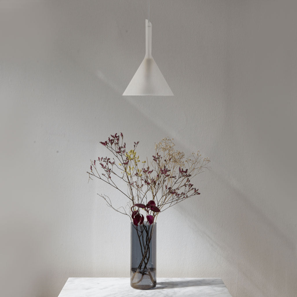 Funnel Lamp in a semi-transparent glass "milk" Lampshade by Fundamental Berlin; Glass Lamp, Nave Shop - online concept store