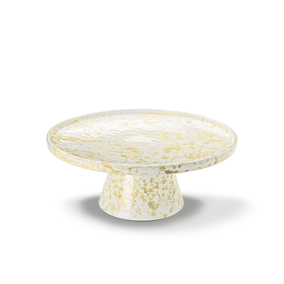 cake stand by Studio Sicily - white glaze with yellow splatters