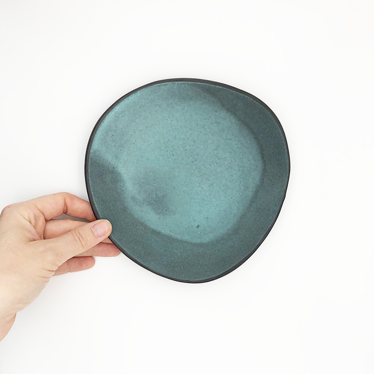 Handmade Ceramics, Medium plate in matt turquoise Glaze by Hana Karim - Artisanal Stoneware Plates - NAVE shop - online concept store